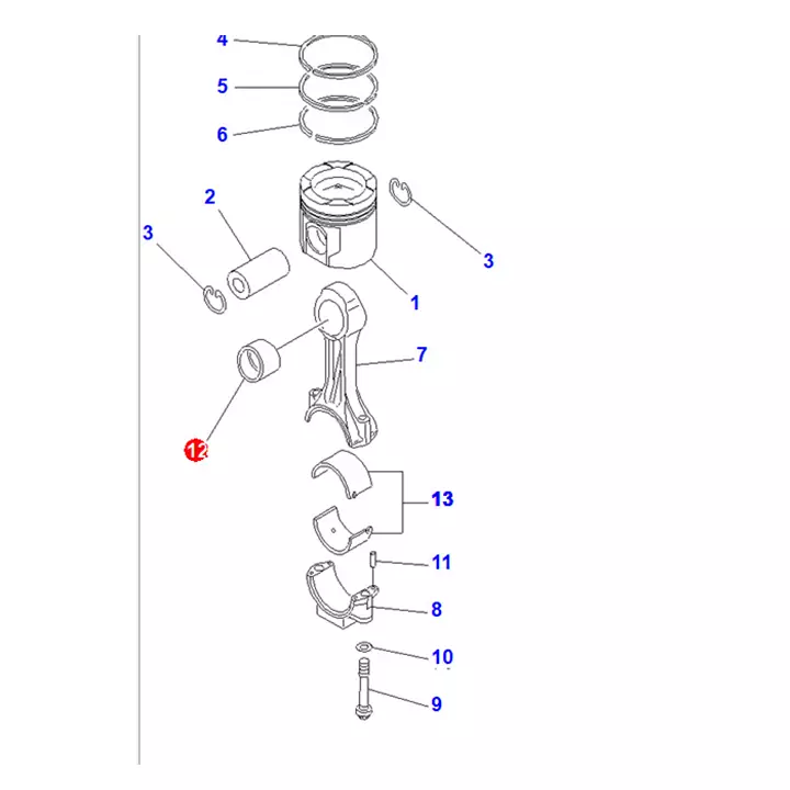 بوشینگ میل‌لنگ حفاری کوماتسو موتور SAA6D170E