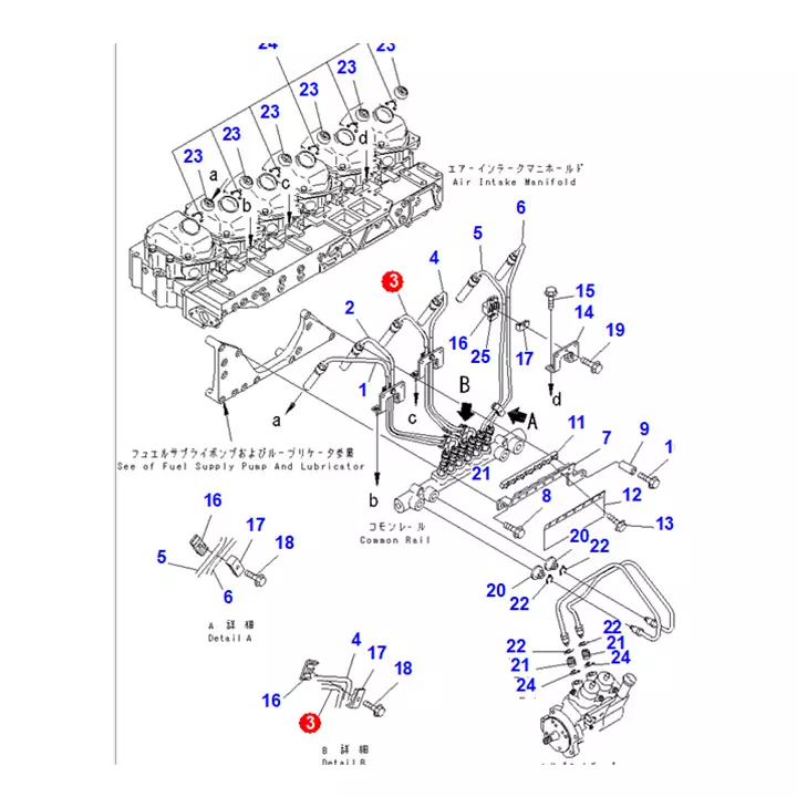 لوله تزریق روغن توربوشارژ کوماتسو madankala