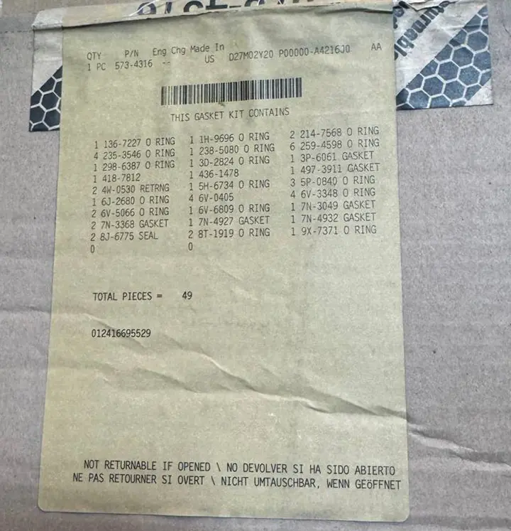 کیت واشر سینی جلو موتور 3508 کاترپیلار