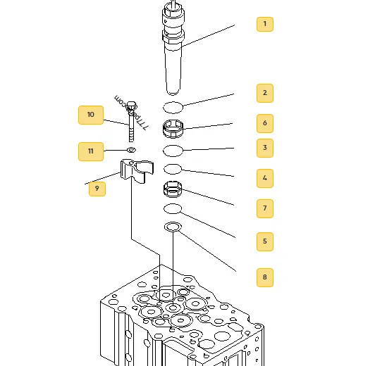 واشر توری انژکتور بالایی موتور کوماتسو SAA6D170E-3