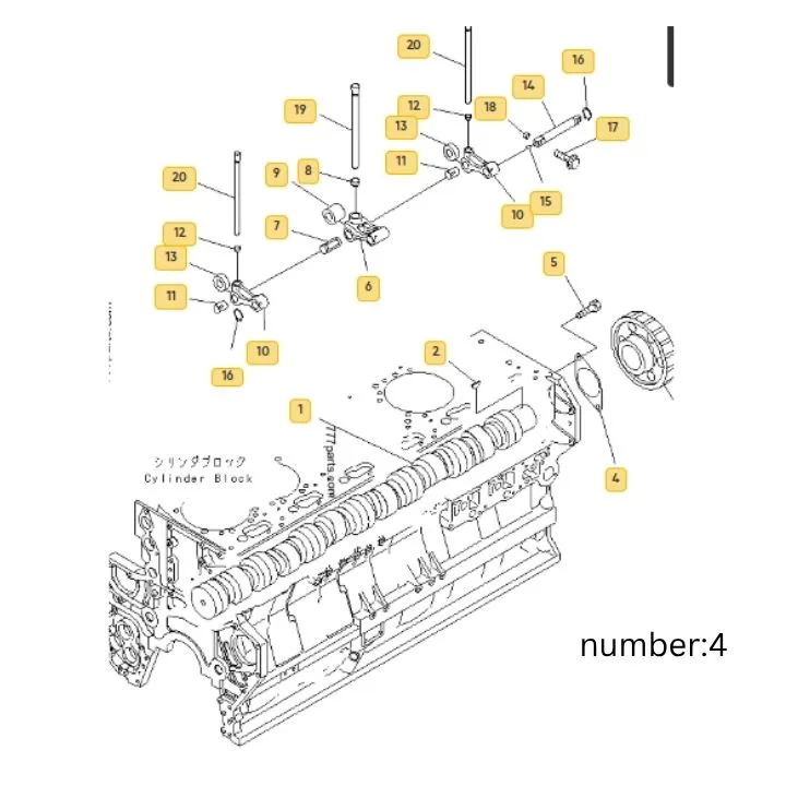 واشر پشت دنده میل سوپاپ موتور کوماتسو